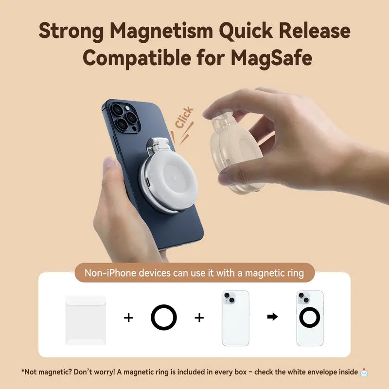 JUXEK 3-in-1 Magnetic Beauty Selfie Light: Ring Light + Mirror + Stand | Portable Rechargeable Makeup Lighting