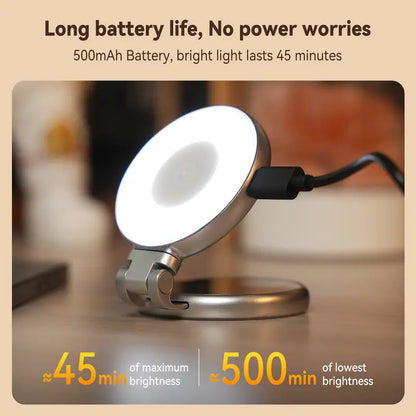 JUXEK 3-in-1 Magnetic Beauty Selfie Light: Ring Light + Mirror + Stand | Portable Rechargeable Makeup Lighting