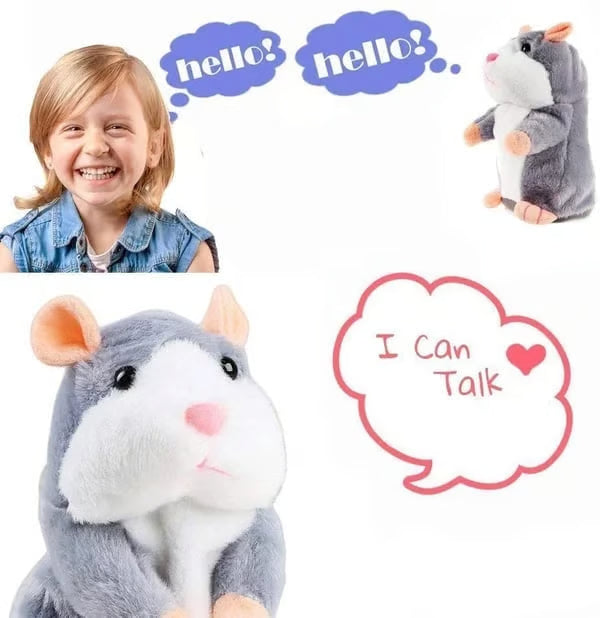 Repeats What You Say! Talking Hamster Plush Toy with Head Bobbing Action