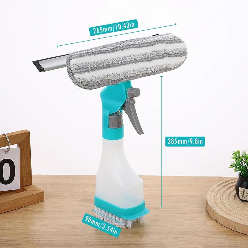 4 in 1 Window Cleaning Scraper, Squeegee and Scrubber with Spray