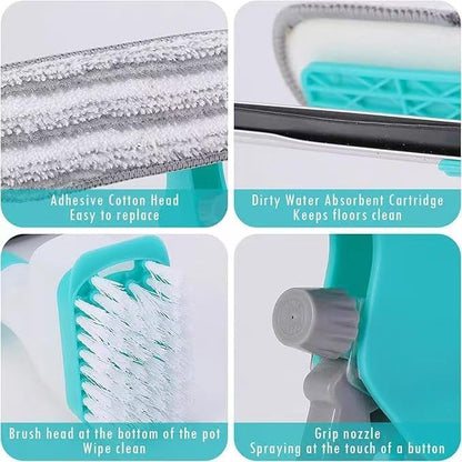 4 in 1 Window Cleaning Scraper, Squeegee and Scrubber with Spray