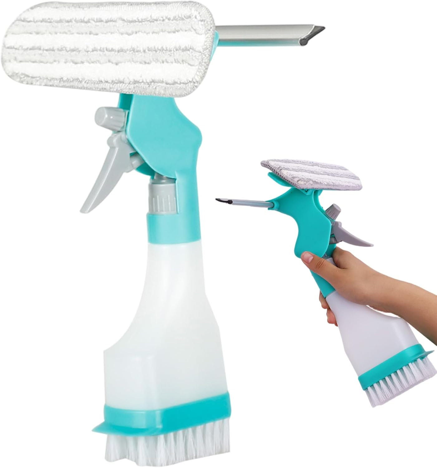 4 in 1 Window Cleaning Scraper, Squeegee and Scrubber with Spray