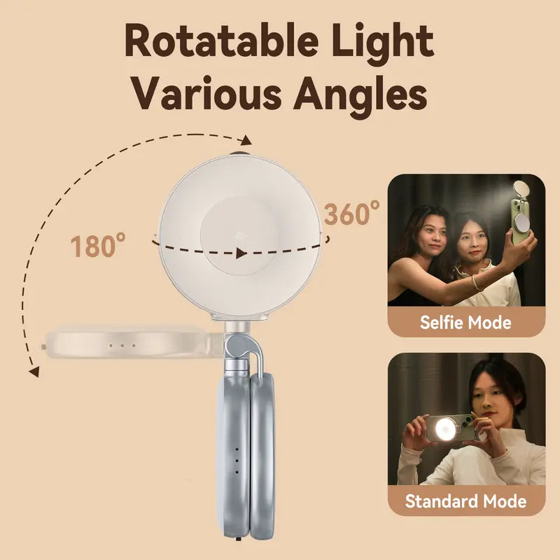 JUXEK 3-in-1 Magnetic Beauty Selfie Light: Ring Light + Mirror + Stand | Portable Rechargeable Makeup Lighting
