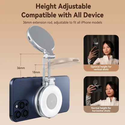 JUXEK 3-in-1 Magnetic Beauty Selfie Light: Ring Light + Mirror + Stand | Portable Rechargeable Makeup Lighting